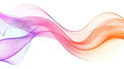 Aufkleber - Abstract, colorful wave lines on a white background, with a focus on smooth, flowing curves and a minimalistic design approach.