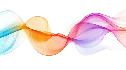 Aufkleber - Abstract, colorful wave lines on a white background, with a focus on smooth, flowing curves and a minimalistic design approach.