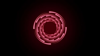 Poster - Glowing red light ring. Futuristic loading circles and dots animation. Red loading animation of progressing. Red neon lights. Transparent background with alpha channel