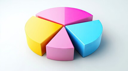 Poster - Colorful 3D pie chart with segments tilted slightly, showing depth and perspective, business theme