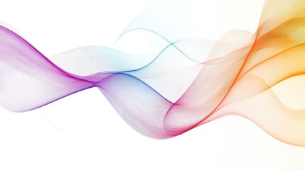 Poster - Colorful abstract wave lines flowing on a clean white background, creating a modern and dynamic business design. Perfect for minimal covers and presentations.