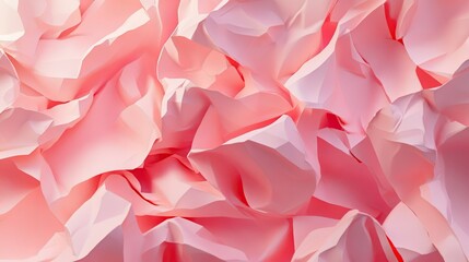 Fototapete - D render of abstract pink crumpled paper layers, creating a textured and fashionable backdrop, ideal for modern design projects