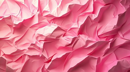 Fototapete - D render of abstract pink crumpled paper layers, creating a textured and fashionable backdrop, ideal for modern design projects