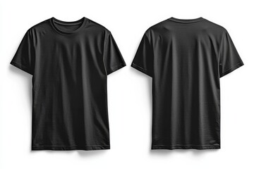 Black Tshirt Mockup Front and Back Isolated created with Generative AI