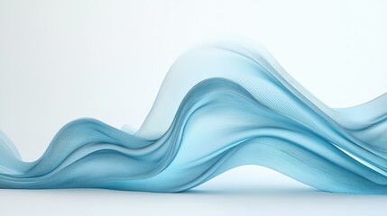 Wall Mural - Dynamic 3D blue wave design set against a pure white background, perfect for modern and clean brochure covers or web banners.