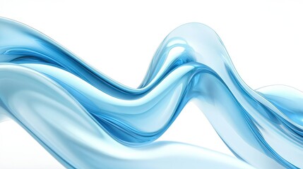 Wall Mural - Dynamic 3D blue wave design set against a pure white background, perfect for modern and clean brochure covers or web banners.