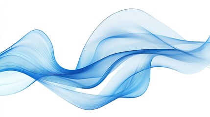 Poster - Dynamic 3D blue wave design set against a pure white background, perfect for modern and clean brochure covers or web banners.