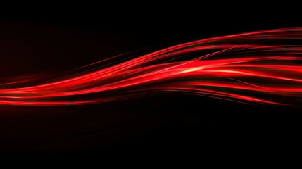 Poster - Dynamic red light curves illustrating fast movement and energy against a deep black backdrop. Vector design emphasizing speed and motion.