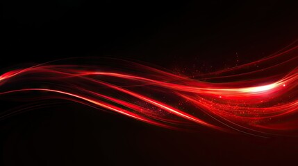 Poster - Dynamic red light curves illustrating fast movement and energy against a deep black backdrop. Vector design emphasizing speed and motion.