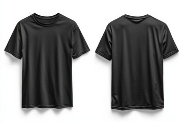 Black Tshirt Mockup Front and Back Isolated created with Generative AI