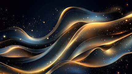 Poster - Dynamic vector luxury background with smooth wavy lines and a shimmering effect, creating an opulent and refined visual experience.