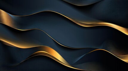 Poster - Elegant vector abstract background with smooth, dynamic wavy lines in metallic tones, conveying a sense of high-end luxury.