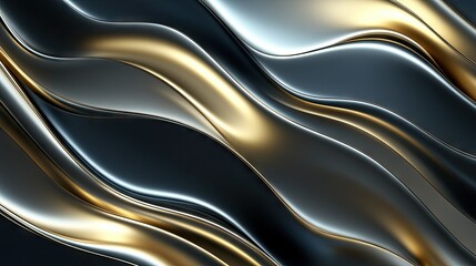 Poster - Elegant vector abstract background with smooth, dynamic wavy lines in metallic tones, conveying a sense of high-end luxury.