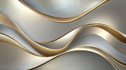 Poster - Elegant vector abstract background with smooth, dynamic wavy lines in metallic tones, conveying a sense of high-end luxury.