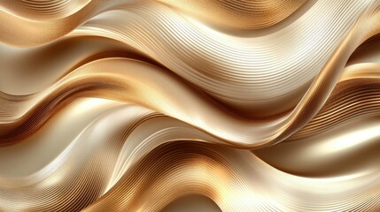Poster - Elegant vector background featuring flowing wavy lines with a metallic sheen, perfect for creating a luxurious and modern design.