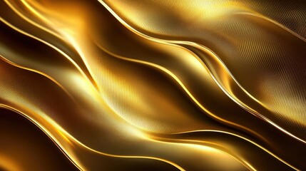 Poster - Elegant vector background featuring flowing wavy lines with a metallic sheen, perfect for creating a luxurious and modern design.