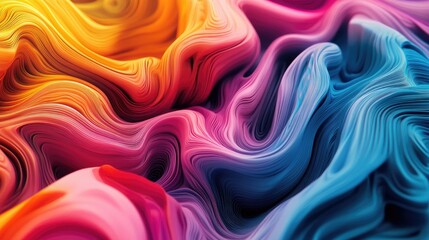 Poster - Flowing streams of vibrant colors in a 3D abstract design, forming an intricate fluid pattern that captivates the eye