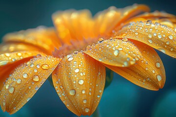 Sticker - Dewdrops Glistening on Orange Flower Petals