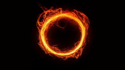 a circle of bright plasma like fire spins on a black background