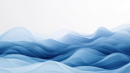 Aufkleber - Layered 3D blue waves against a white background, offering a clean and contemporary look for digital and print design projects.