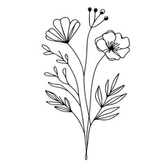 illustration of floral leaves line art 