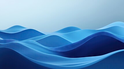 Poster - Minimalist abstract blue waves on a gradient background, with smooth transitions and a sense of depth. Suitable for digital or print media.