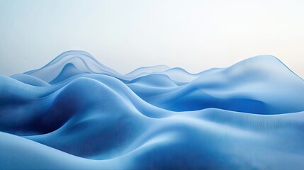 Poster - Minimalist abstract blue waves on a gradient background, with smooth transitions and a sense of depth. Suitable for digital or print media.