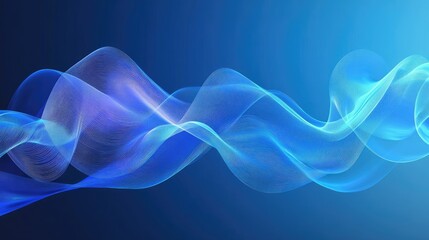 Poster - Modern abstract blue waves on a gradient background, with smooth curves and light effects. Ideal for technology or business-themed visuals.