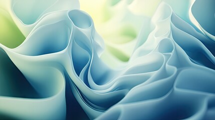 Leinwandbilder - Organic 3D abstract background with flowing shapes and soft lighting, evoking a sense of movement and growth, ideal for nature-inspired designs.