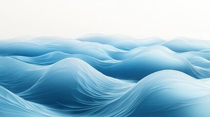 Aufkleber - Soft 3D blue waves overlapping each other on a white background, creating a serene and fluid visual for website and flyer designs. -