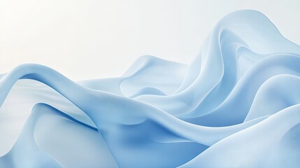 Aufkleber - Soft 3D blue waves overlapping each other on a white background, creating a serene and fluid visual for website and flyer designs. -