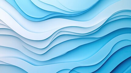 Poster - Soft, wavy lines in various shades of blue, creating an abstract and calming background perfect for design or presentation use.