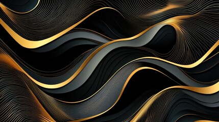 Fototapete - Sophisticated vector design with dynamic, wavy lines in rich, luxurious colors, adding a high-end touch to digital and print backgrounds. -