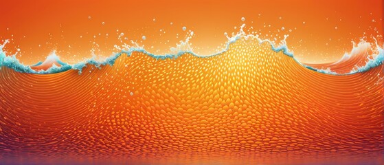 Wall Mural - Orange and Blue Water Wave Abstract Artwork