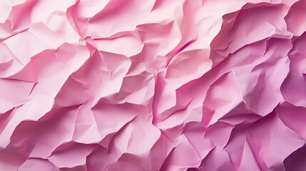 Fototapete - Stylish 3D abstract background with layers of pink crumpled paper, offering a textured and trendy visual for creative projects.
