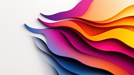Poster - Stylish wave lines in bold colors, set against a crisp white background. Abstract geometric design for business covers and sleek visuals.