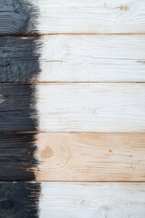 Poster - Close-up of light and dark wood textures on a white background, showcasing wood grain patterns that exude a sense of rustic charm and elegance.