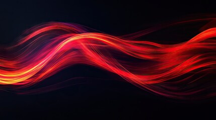 Aufkleber - Vector abstract design featuring vibrant red light curves in swift motion against a black backdrop. Emphasizes speed and dynamism.