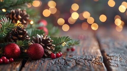 Table with festive holiday background