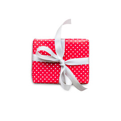 Wall Mural - celebration,party backgrounds concepts ideas with red gift box present in dot pattern design