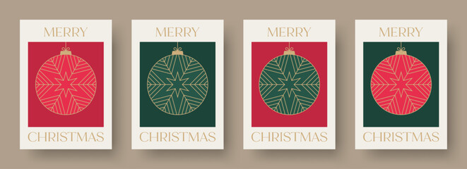 Wall Mural - christmas card vector design template. set of christmas card designs with elegant geometric christma