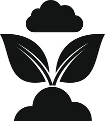 Poster - illustration of a growing plant with two leaves icon simple black style isolated on white background