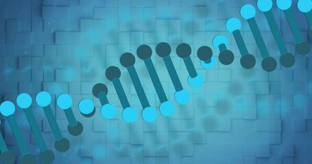 Sticker - DNA strand animation over blue geometric background