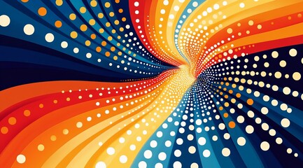 Poster - Vibrant abstract swirl with colorful dots and rays of light