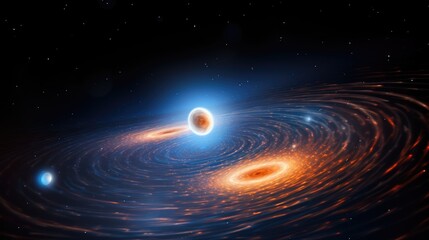 Wall Mural - a swirling galaxy with a bright star in the center, surrounded by a halo of light.