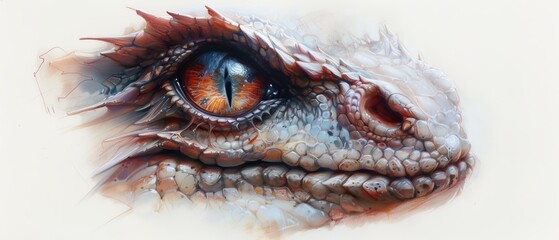 Wall Mural -  A detailed image of a dragon's eye, showcasing numerous wrinkles encircling its outer perimeter