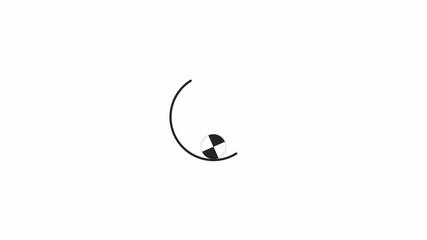 Fototapete - Checkered circle on swinging arch loading animation black and white. Application data animated element monochrome abstract 4K video motion graphic isolated. Computing loader download upload