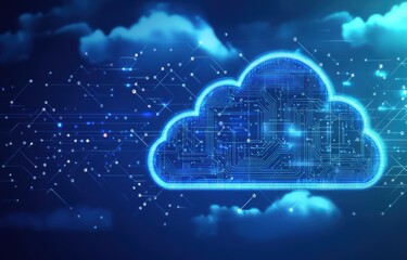 Poster - Futuristic cloud icon with circuit board patterns symbolizing technology and digital innovation