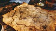 © AURA COLLECTIONS - Old Vintage Treasure Map with Compass.