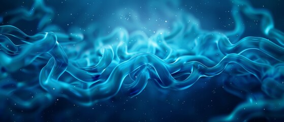 Wall Mural -  A blue background with wavy lines and a star-filled sky in the middle or Blue background with wavy lines and a middle filled with stars